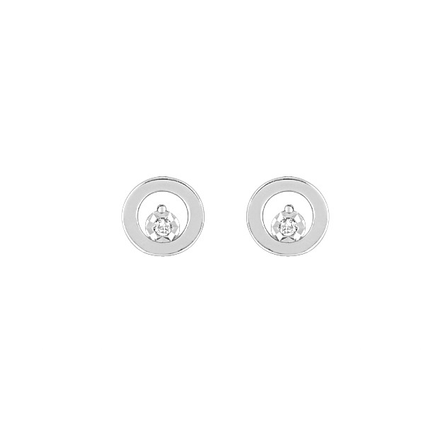 Boucles d'Oreilles Puces Clous Or Blanc Diamants