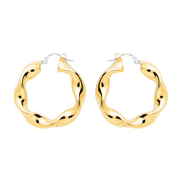 Créoles en Or Jaune 18 Carats  Boucles d'Oreilles Femme LUCKY ONE