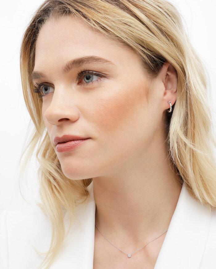 Boucles d'oreilles Colliers Or Blanc Diamant