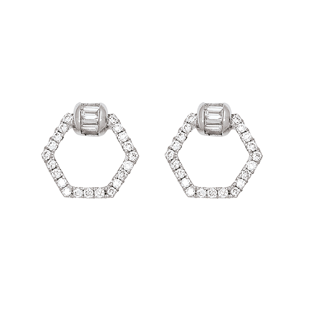 boucles d'oreilles or blanc diamant