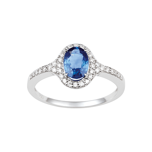 Bague Saphir Bleu de Ceylan Diamants