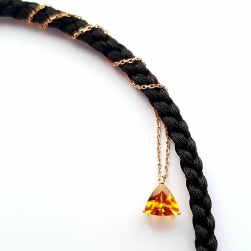 Collier Trinite Or Rose Citrine
