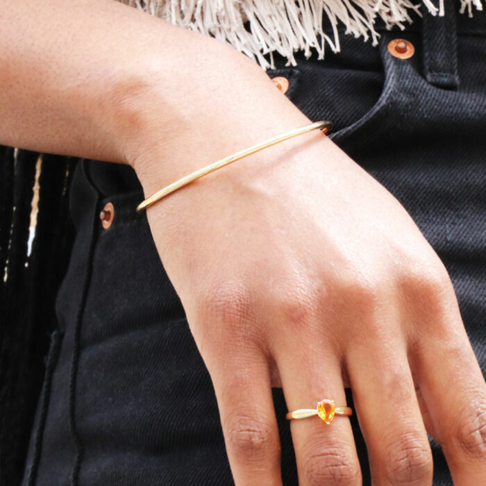 bague poire or jaune citrine