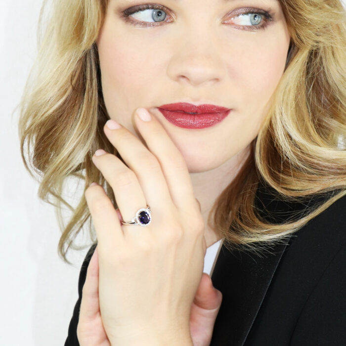 Bague Saphir Bleu Diamant