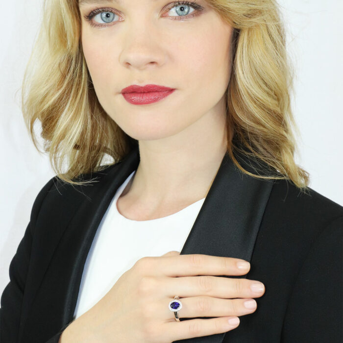 Bague Saphir Bleu Diamant