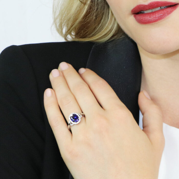 Bague Saphir Bleu Diamant