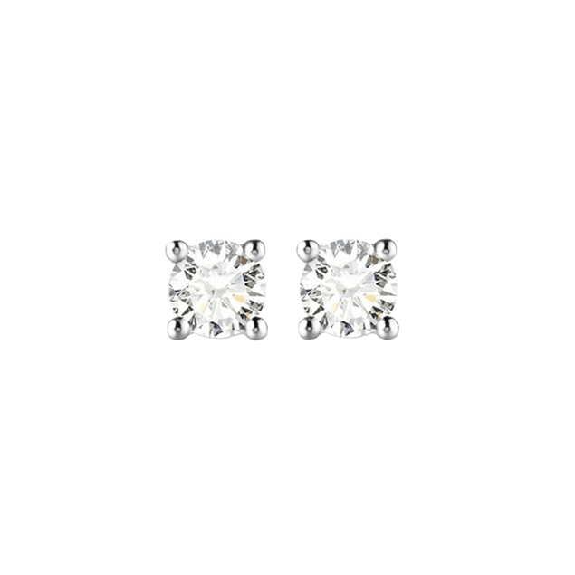 Puces d'Oreilles Diamant Or Blanc 18 Carats