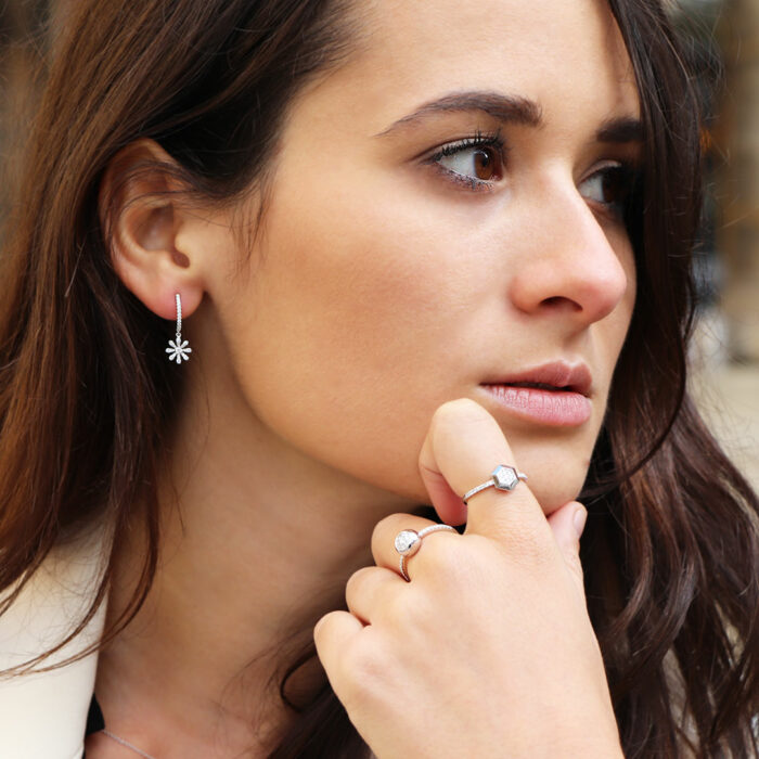 Boucles d'oreilles et bagues or diamants