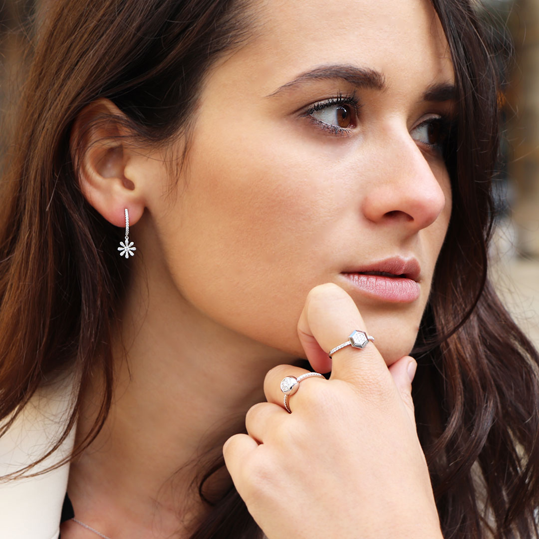 Boucles d'oreilles et bagues or diamants