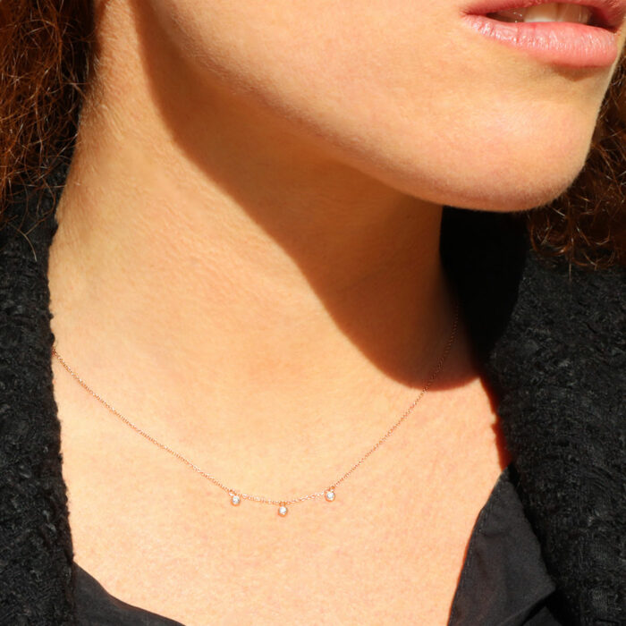 Collier Pampilles Or Rose Diamant