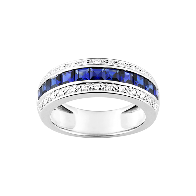 Bague Saphir Bleu Diamant