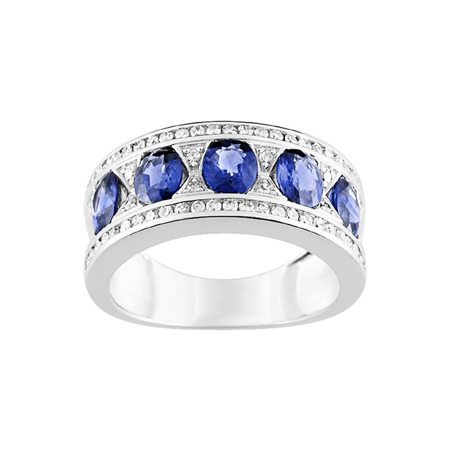 Bague Saphir Bleu Diamant