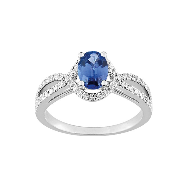 Bague Saphir Bleu Diamant