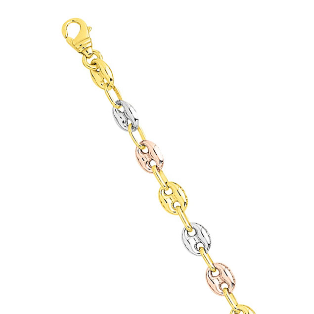 Bracelet 3 chaînes couleur or femme