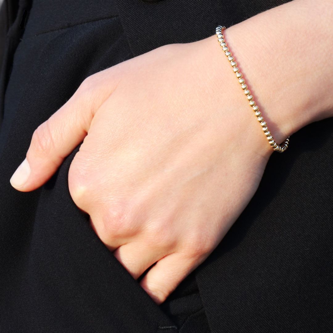 Bracelet féminin coulissant en argent massif boules - Thanina & Bijoux