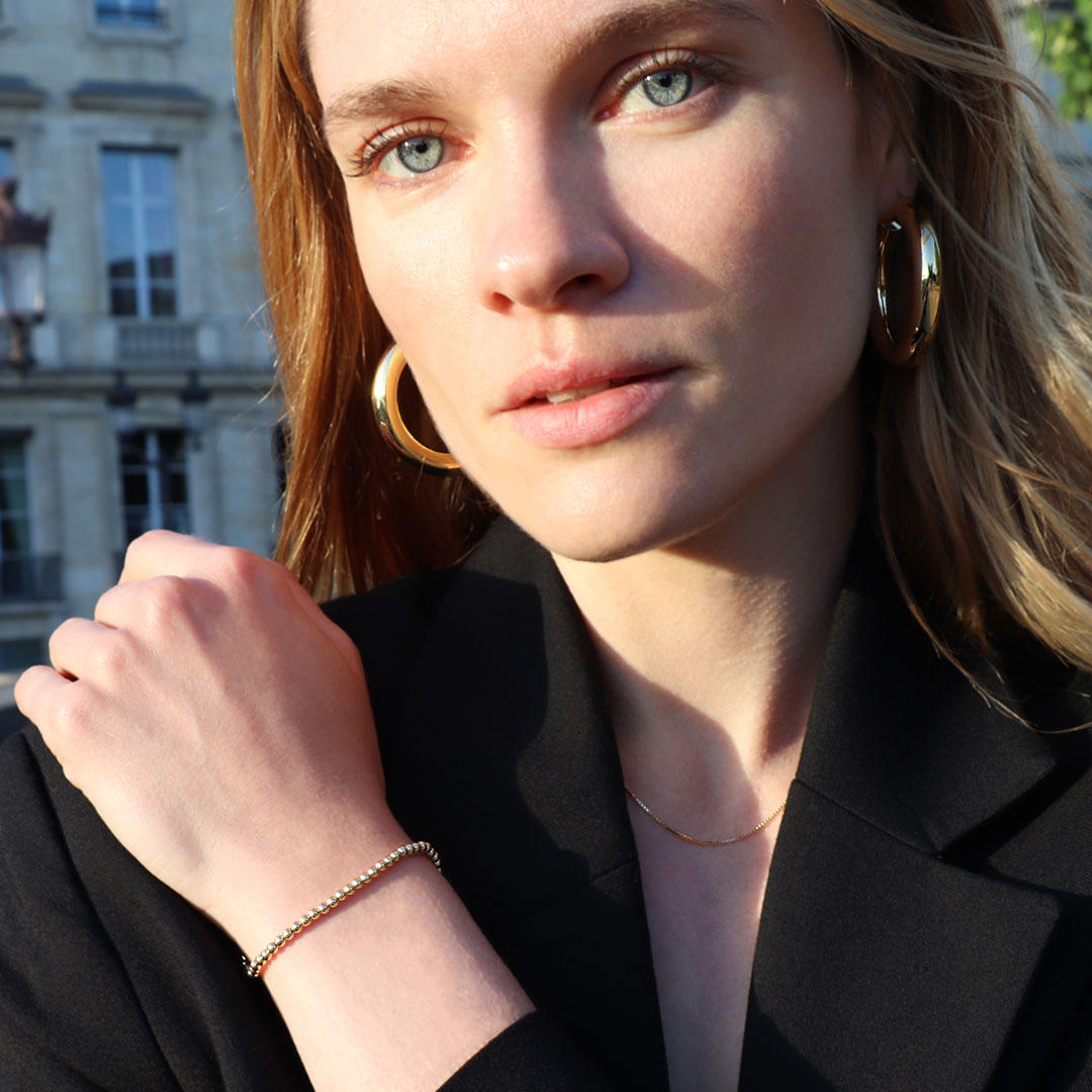 Bracelet chaine boule - or - maille perlée - satellite - bracelet fin femme  - cadeau pour elle - Un grand marché