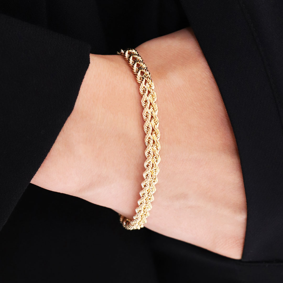 Bracelet Corde Or Jaune 18 Carats