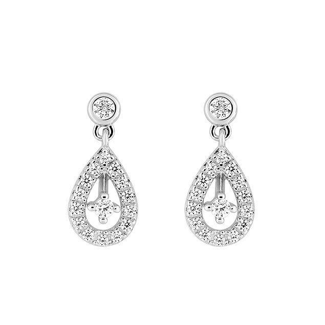 Boucles d'Oreilles Or Blanc et Diamants, Bijoux Femme, 1008332