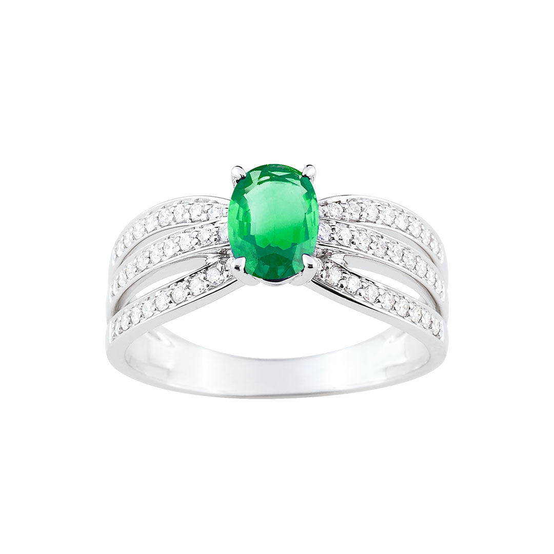 Bague luxe emeraude diamant