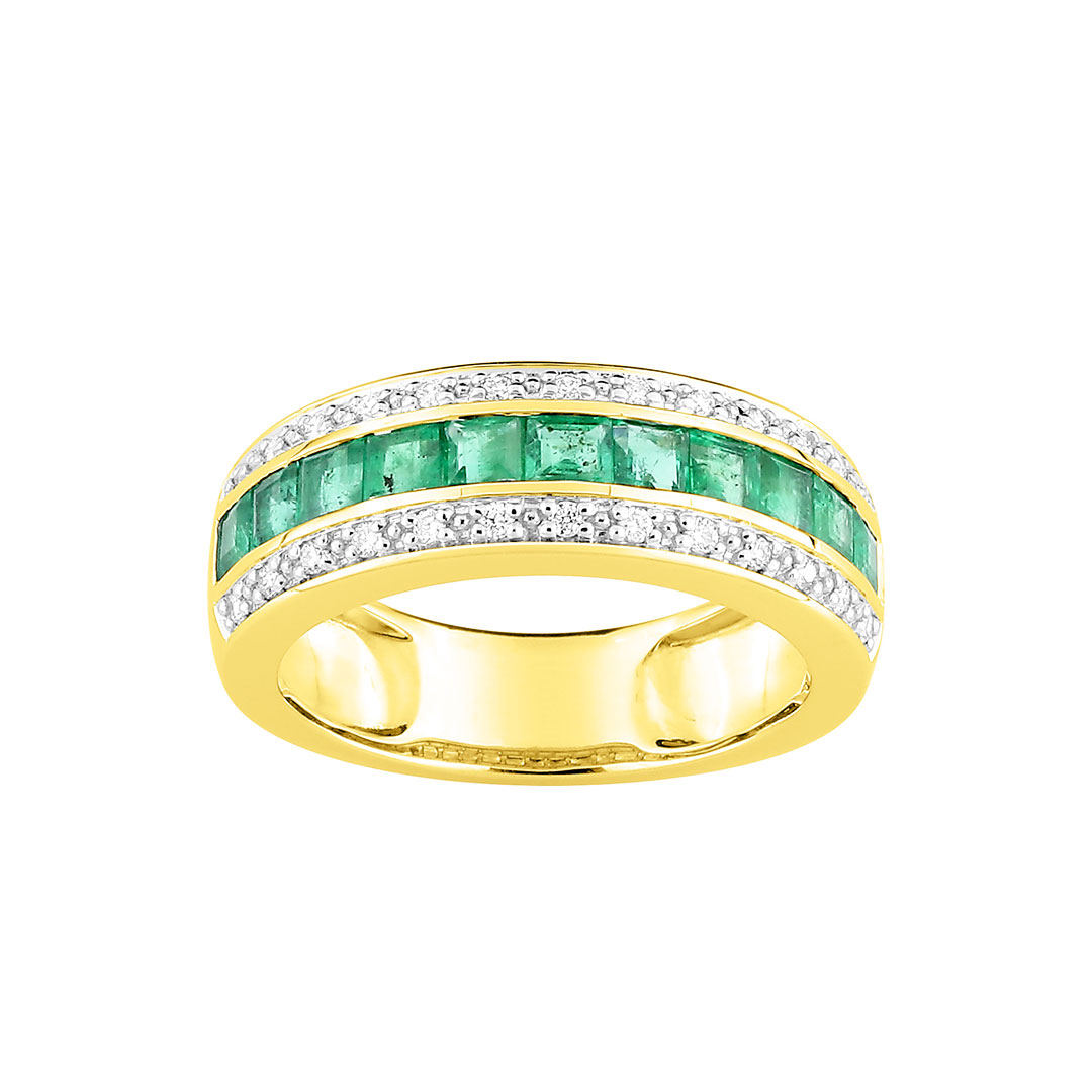 Bague or jaune émeraude