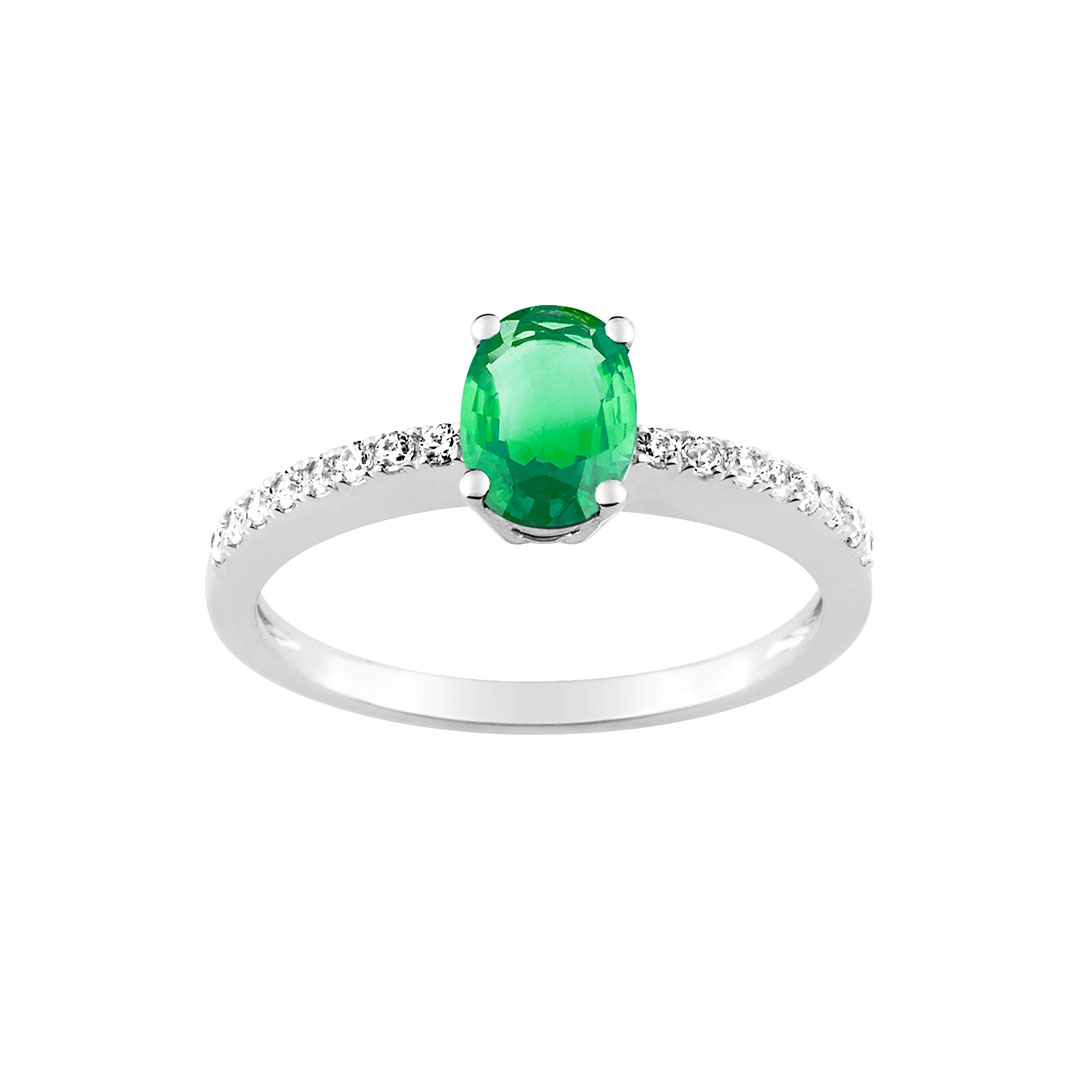 Bague solitaire émeraude diamant