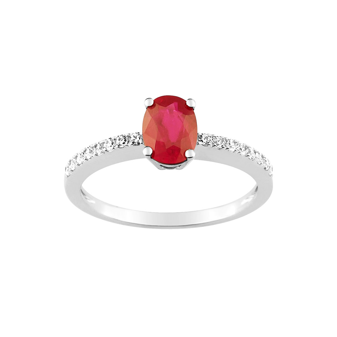 Bague Solitaire Rubis Diamant