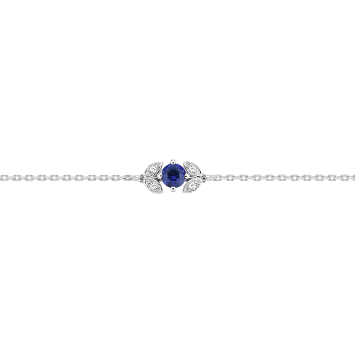 Bracelet Fleur - Saphir Bleu Or Blanc Diamants