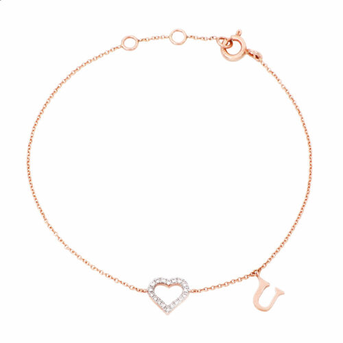 Bracelet Coeur Diamant Or Rose