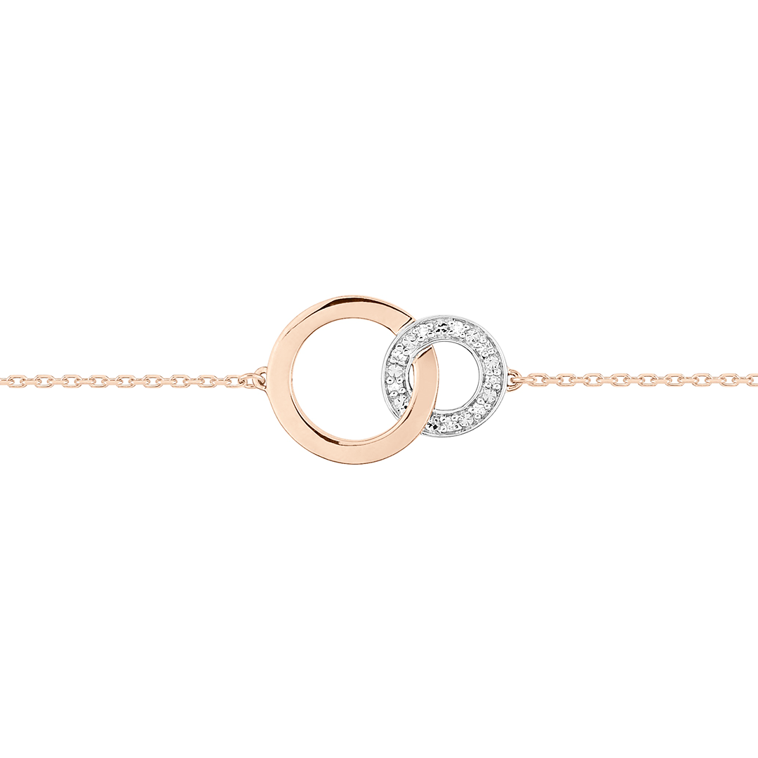 bracelet-double-cercle-diamant-or-rose-bijoux Bracelet Double Cercle Diamant