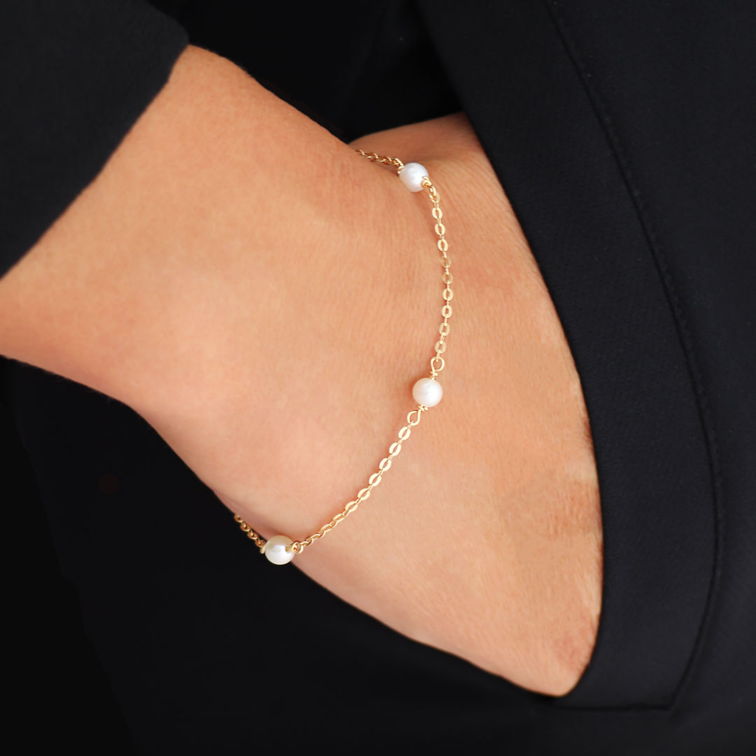 bracelet-perle-or-femme-chaine-bijoux-lucky-one Bracelet perle or
