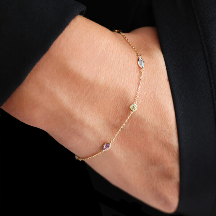 Bracelet Améthyste Topaze Citrine Péridot