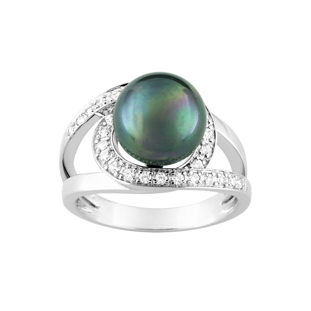 Bague Perle de Tahiti Diamant Or Blanc