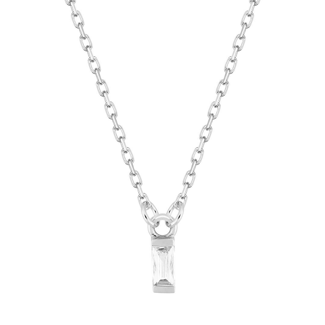 Collier Solitaire Diamant Baguette