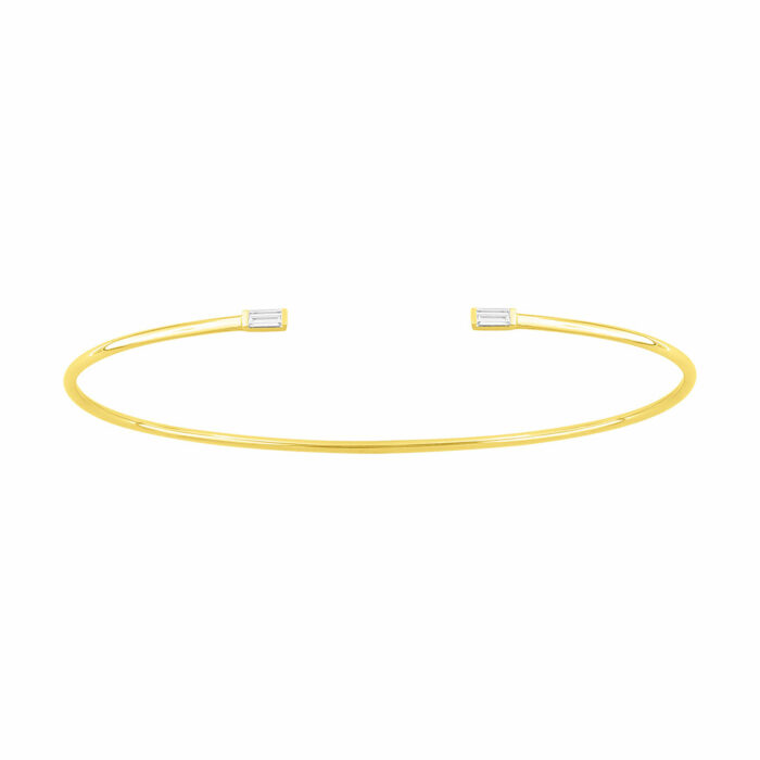 Jonc Or jaune Diamant Baguette