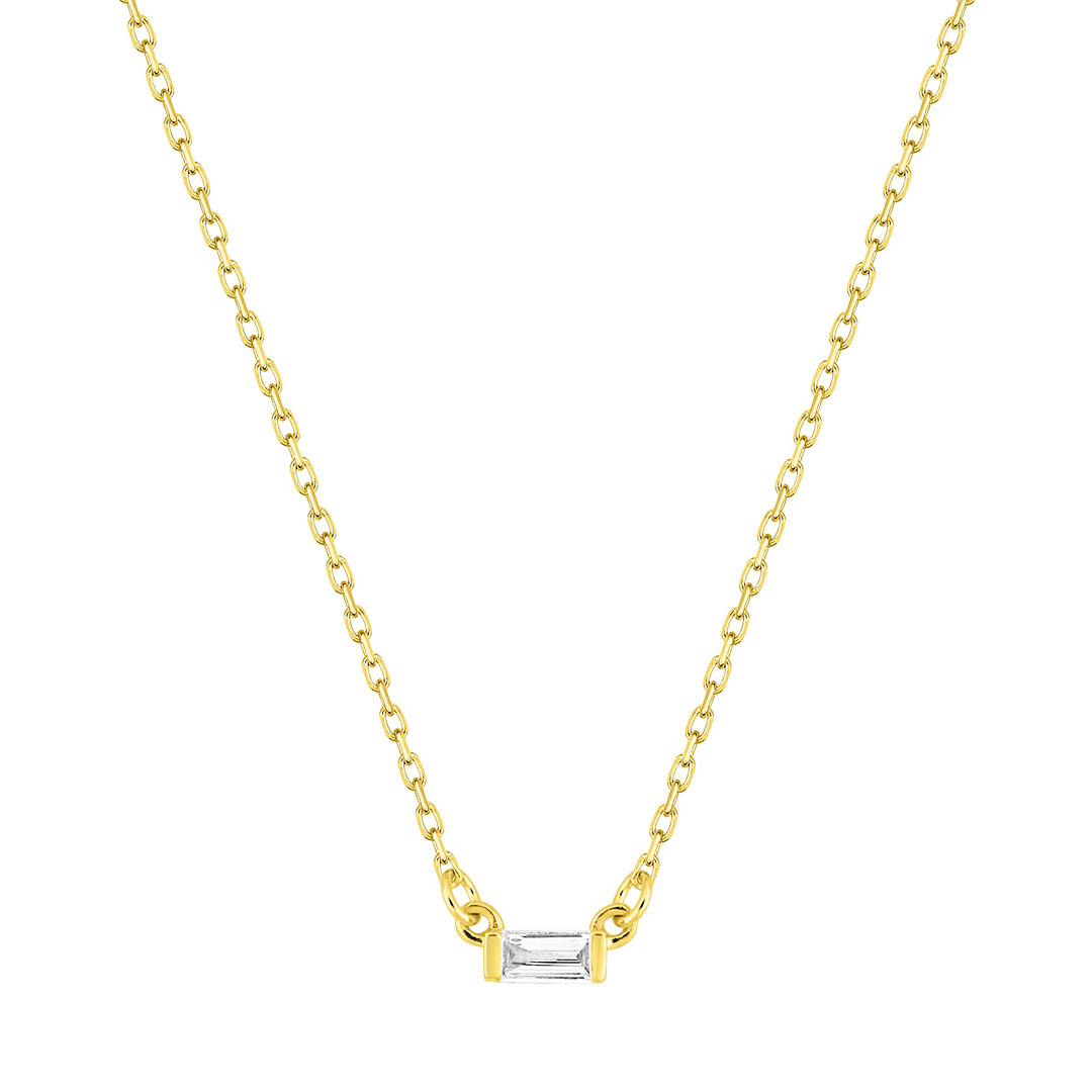 Collier Diamant Baguette Or