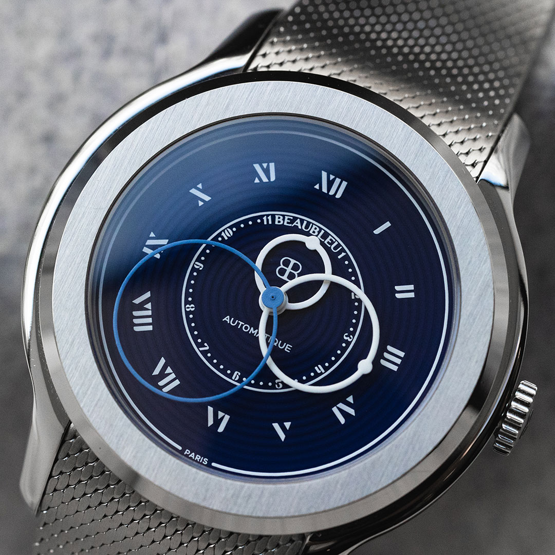 cadran-bleu-montre-automatique-beaubleu montre beaubleu date acier