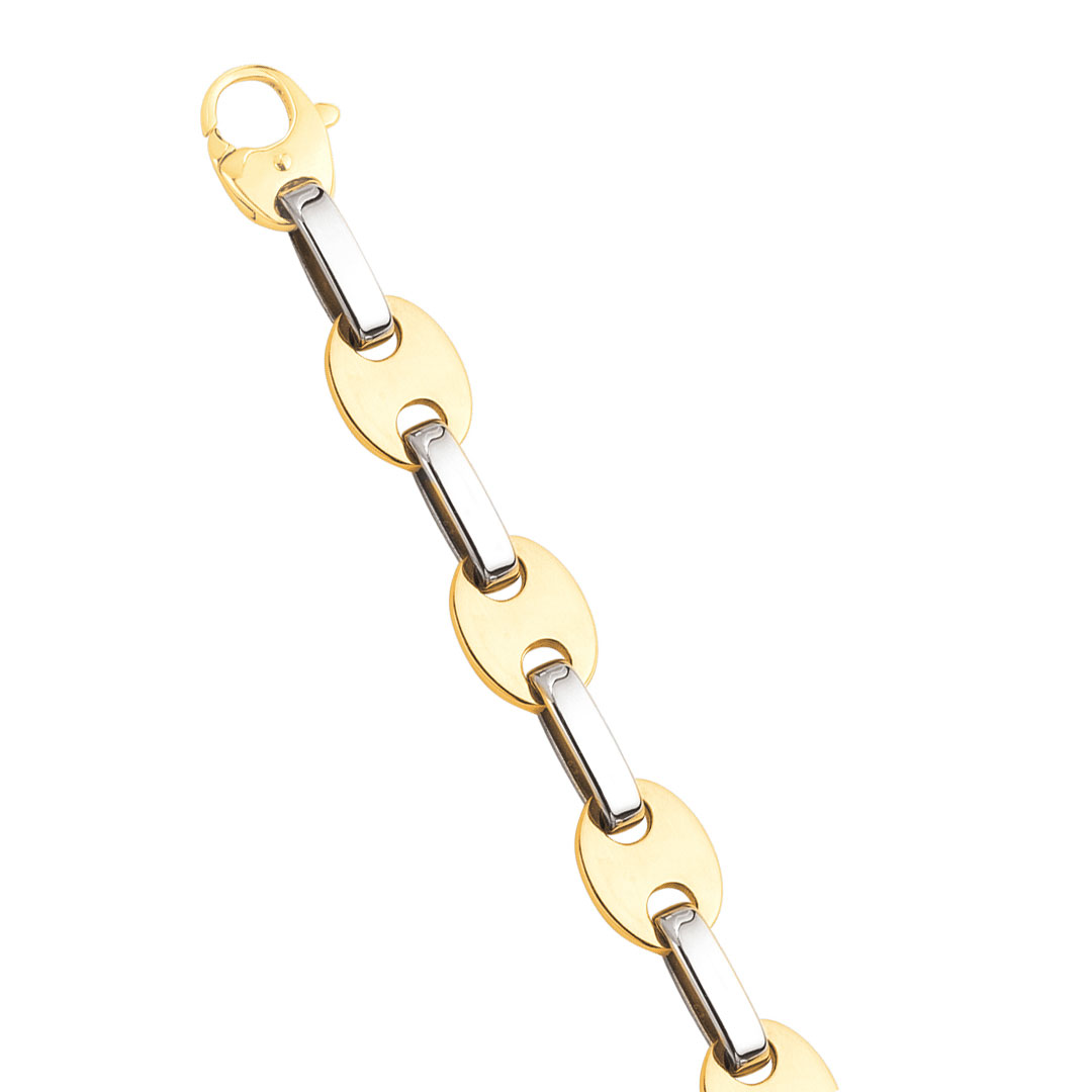 bracelet-homme-luxe-or-jaune-blanc bracelet marine bicolore