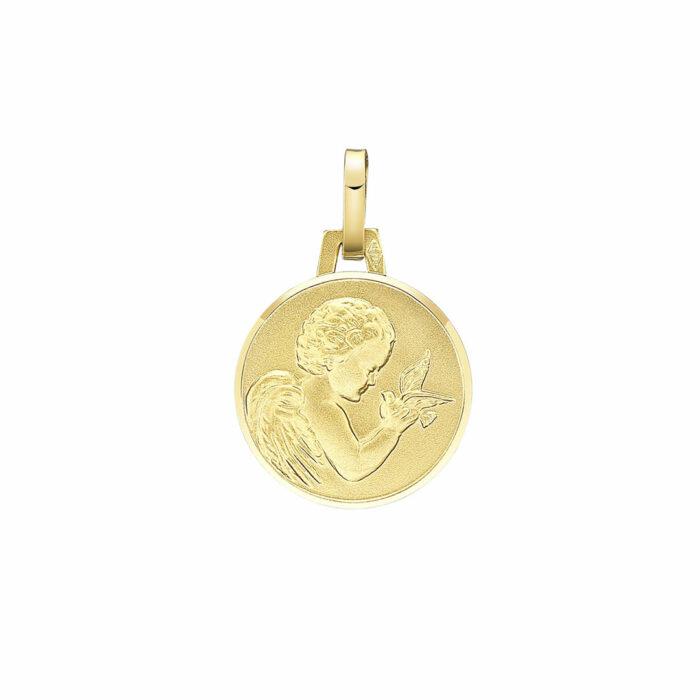 Médaille Ange 14mm Or Massif