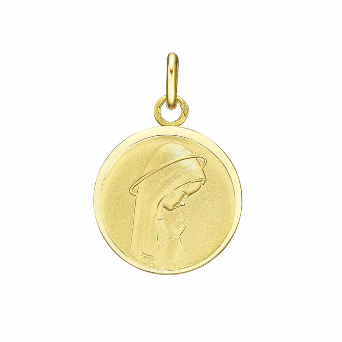 Médaille Vierge en Prière 17mm Or Massif