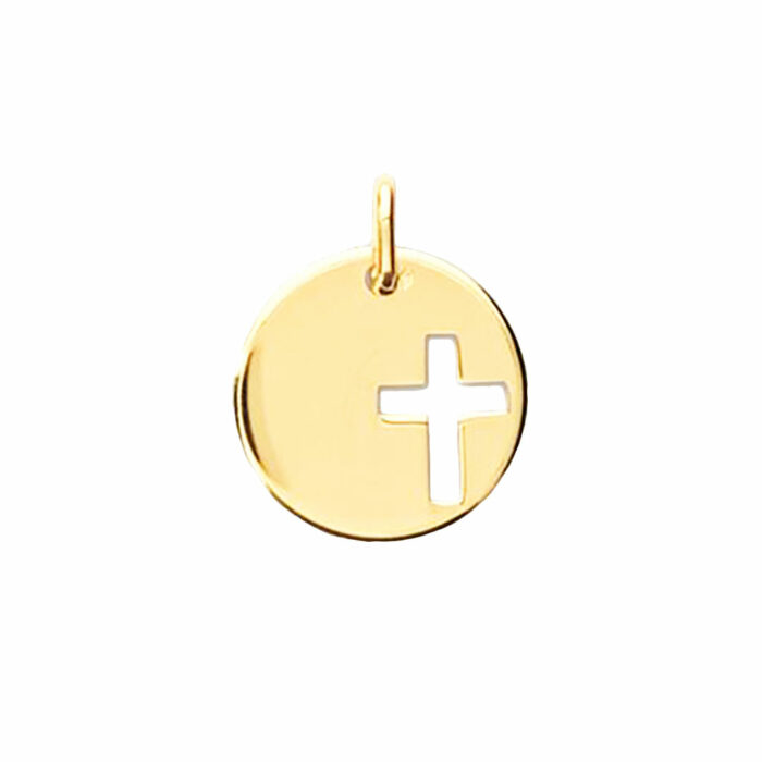 médaillon croix or jaune