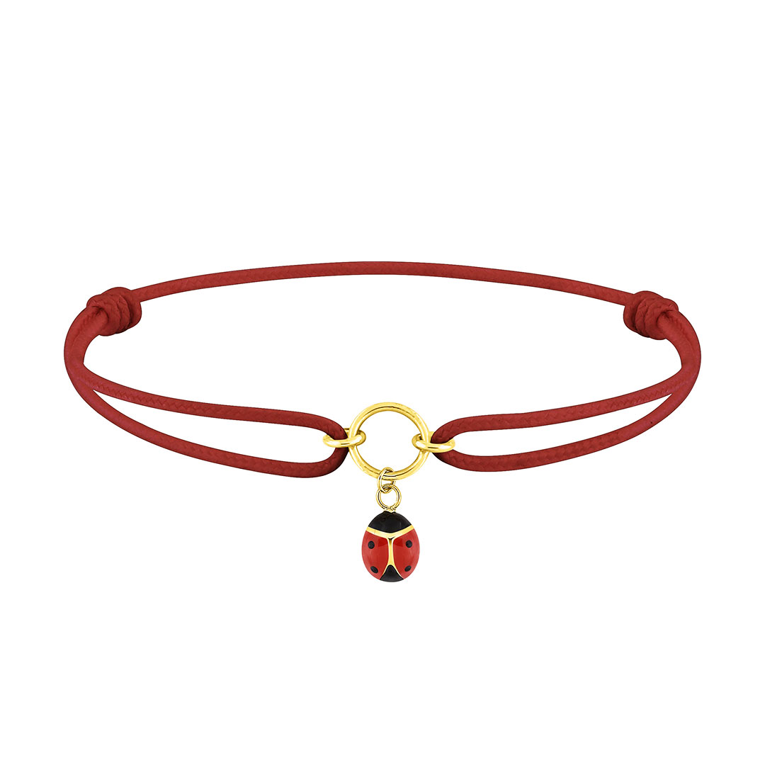 Bracelet fille 10 ans argent cordon rouge et chien - Luxury Code