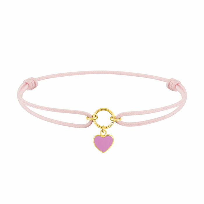 Bracelet Cordon Coeur Rose
