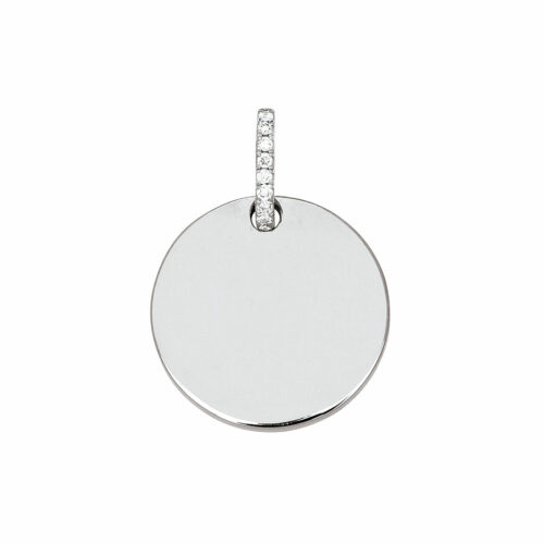 Pendentif medaille or blanc diamant