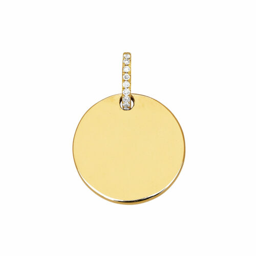 Pendentif medaille or jaune diamant