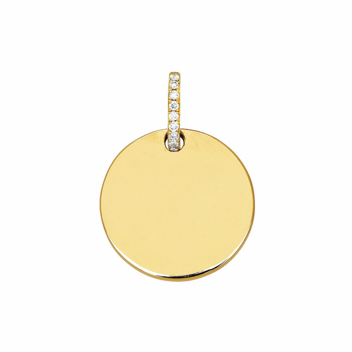 Pendentif medaille or jaune diamant
