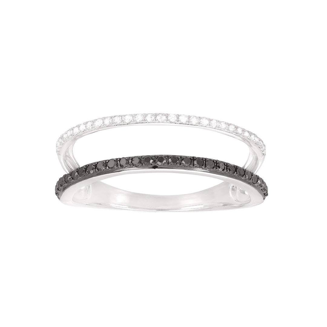 Bague double anneau diamant noir