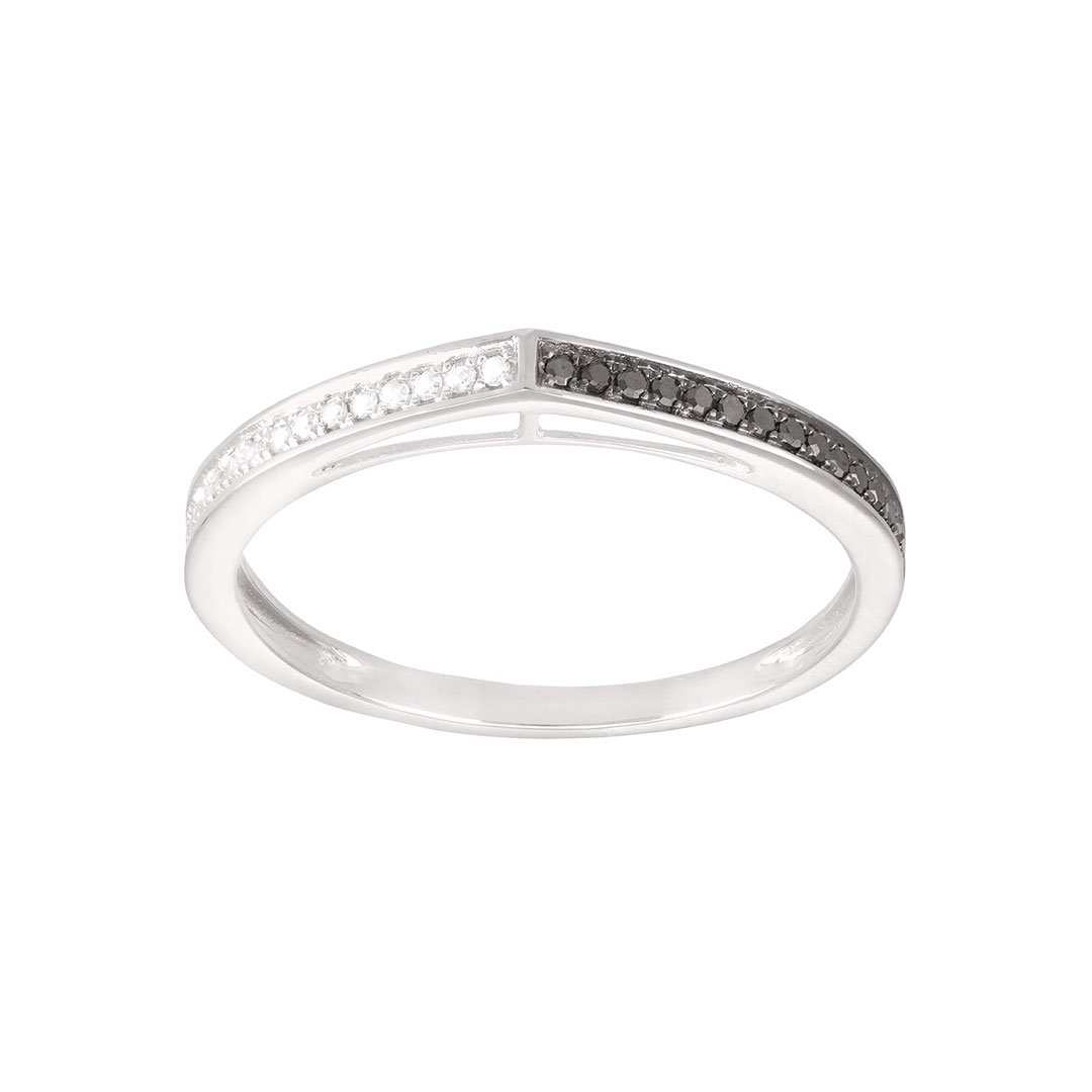 Bague double anneau diamant noir