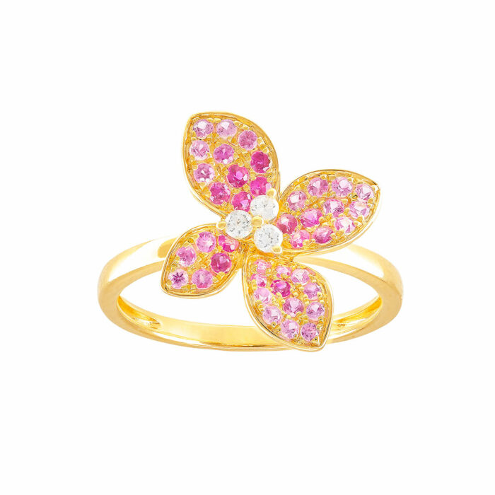 Bague Fleur de Saphirs Roses