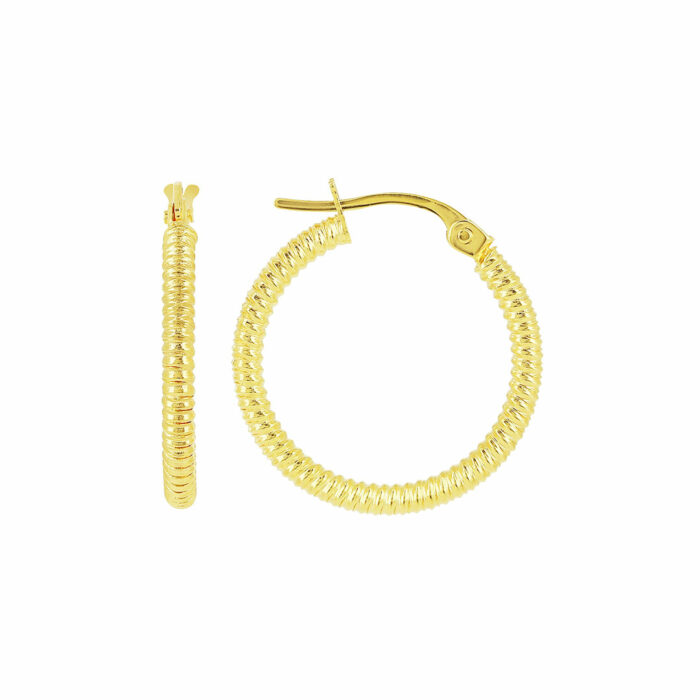 Boucles d'Oreilles Godronné 2mm Diamètre 15mm – Image 2