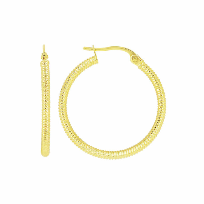 Boucles d'Oreilles Godronné 2mm Diamètre 20mm – Image 2